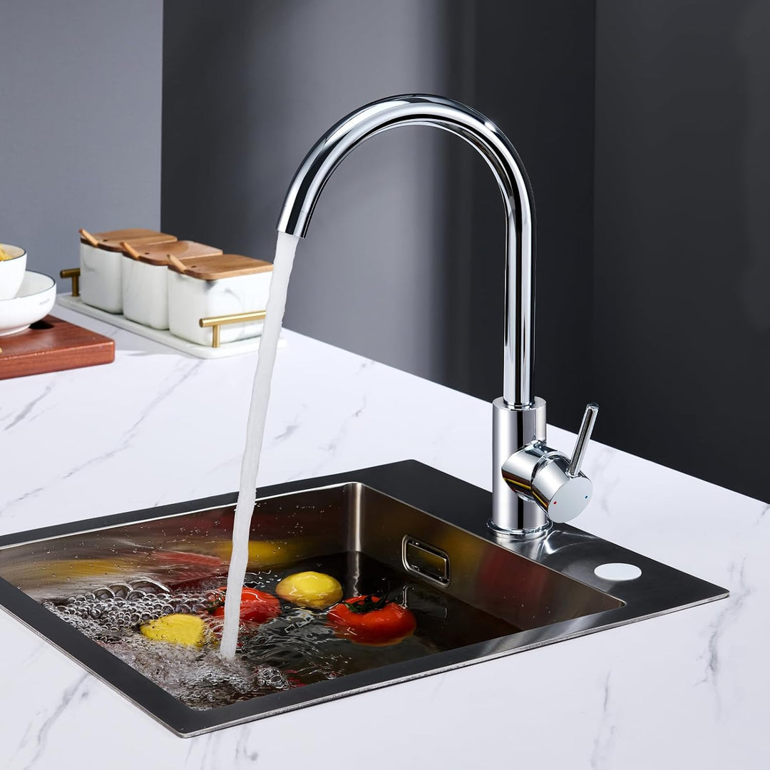 CECIPA Wasserhahn Küche 360° Schwenkbar, Hochdruck Küchenarmatur, Mischbatterie Küche mit Hohem Boge