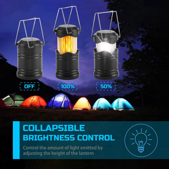 Lichamp LED-Camping-Laternen, batteriebetrieben, superhell, zusammenklappbar, Notfallzubehör, Dual-M