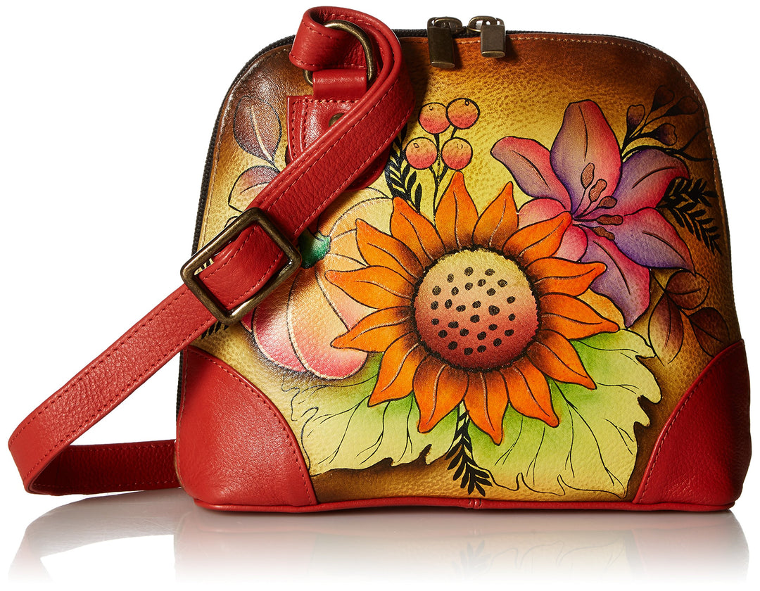Anna by Anuschka Kleine Damen-Handtasche aus echtem Leder mit Reissverschluss | Organizer mit mehrer
