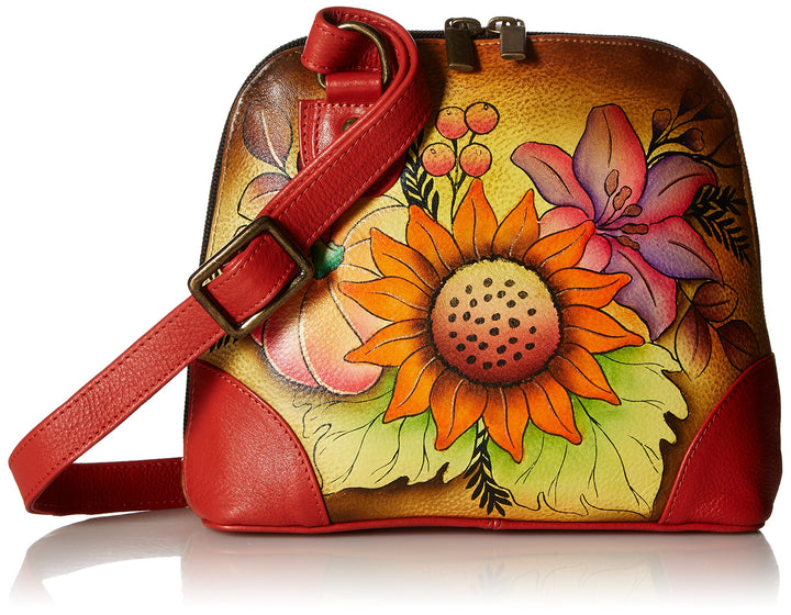 Anna by Anuschka Kleine Damen-Handtasche aus echtem Leder mit Reissverschluss | Organizer mit mehrer