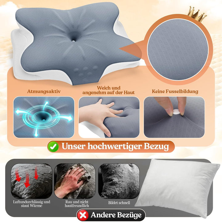 Nackenkissen Kopfkissen - Memory Foam Kissen - Stabile Nackenstütze Schlafkissen Pillows for Sleepin
