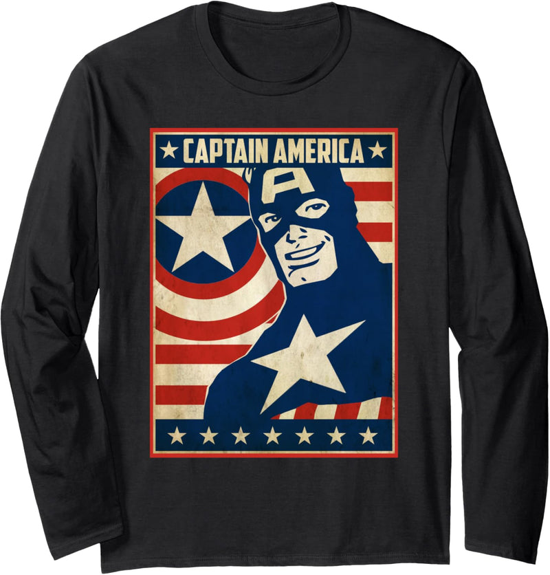 Marvel Captain America Avengers Poster C1 Langarmshirt