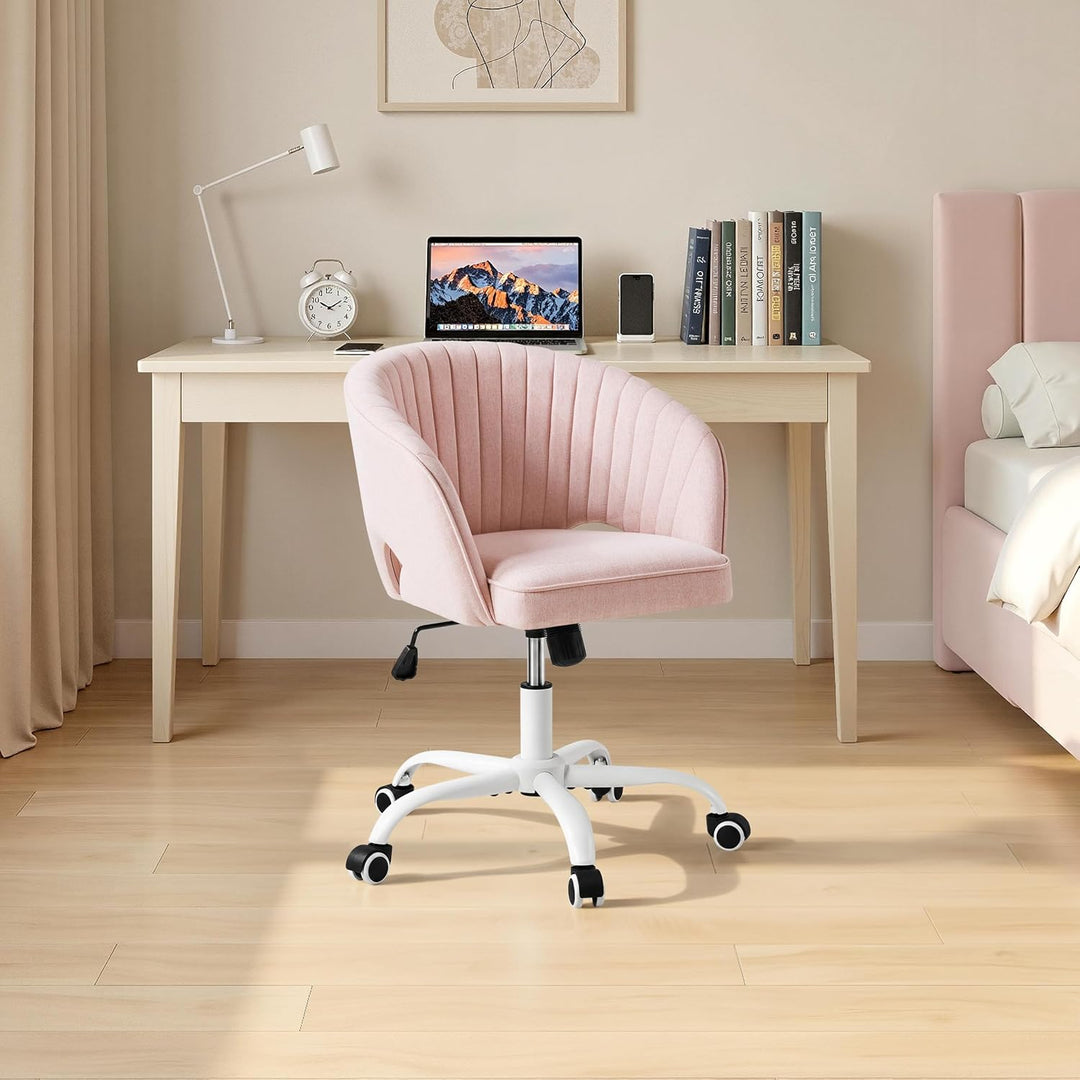 Yaheetech Homeoffice Stuhl Drehbar Schminkstuhl mit Schaukelfunktion, Rosa | Höhenverstellbar Schrei