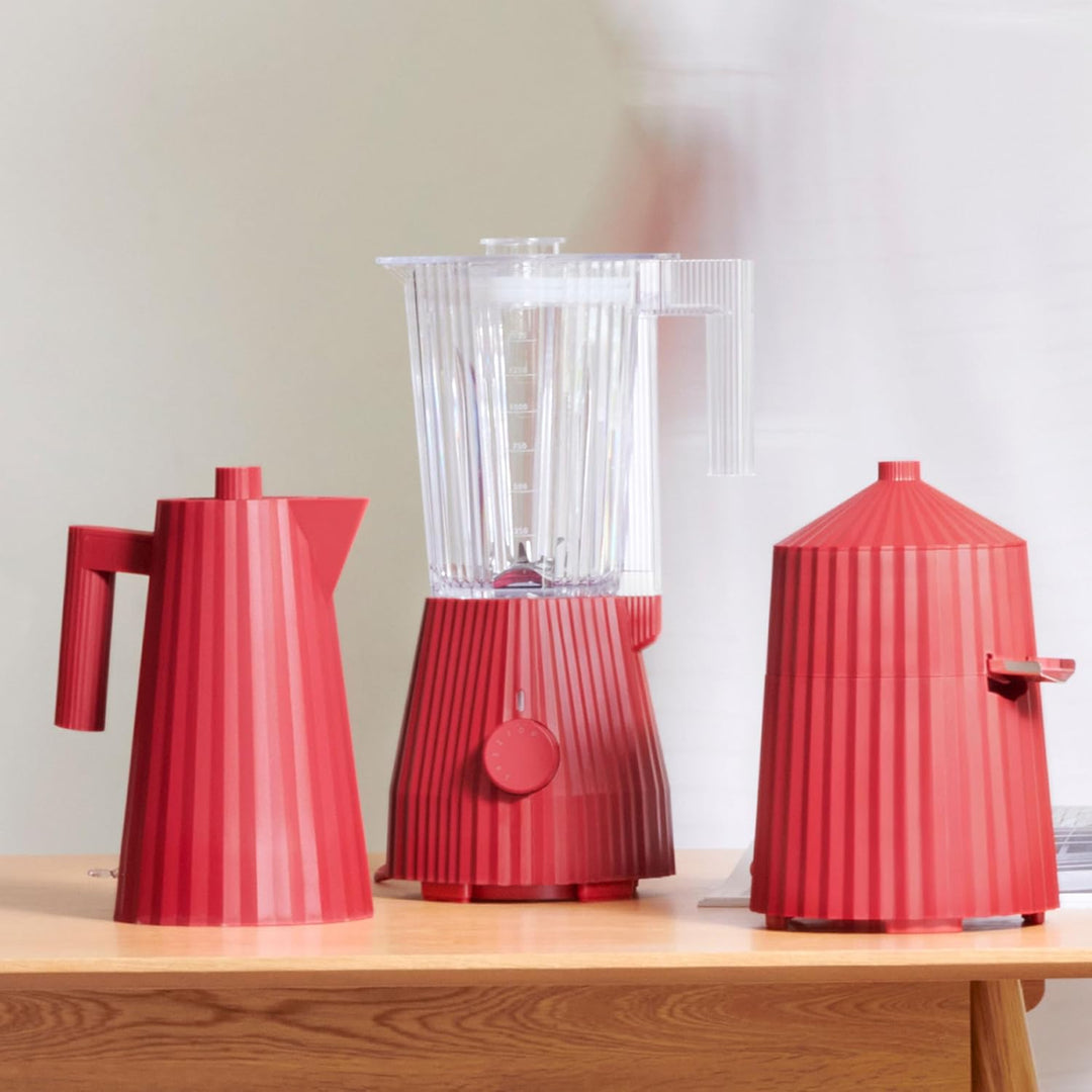 Alessi Plissé MDL09 R - Standmixer mit Abgestufter Karaffe, Thermoplastisches Harz, Europäischer Ste