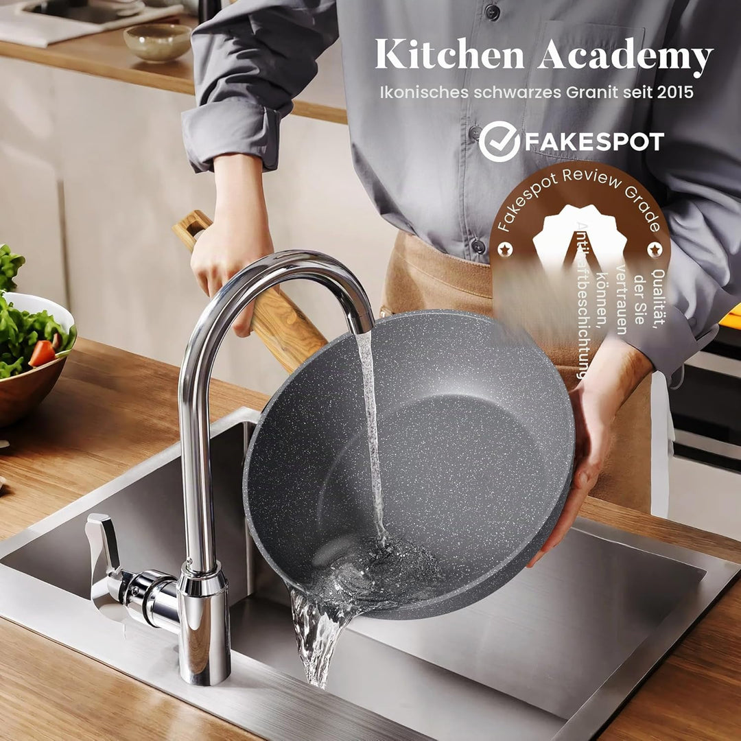 Kitchen Academy Topfset Pfannenset Induktion - 17 teilig, Kochgeschirr Set mit Glasdeckel, PFAS-frei