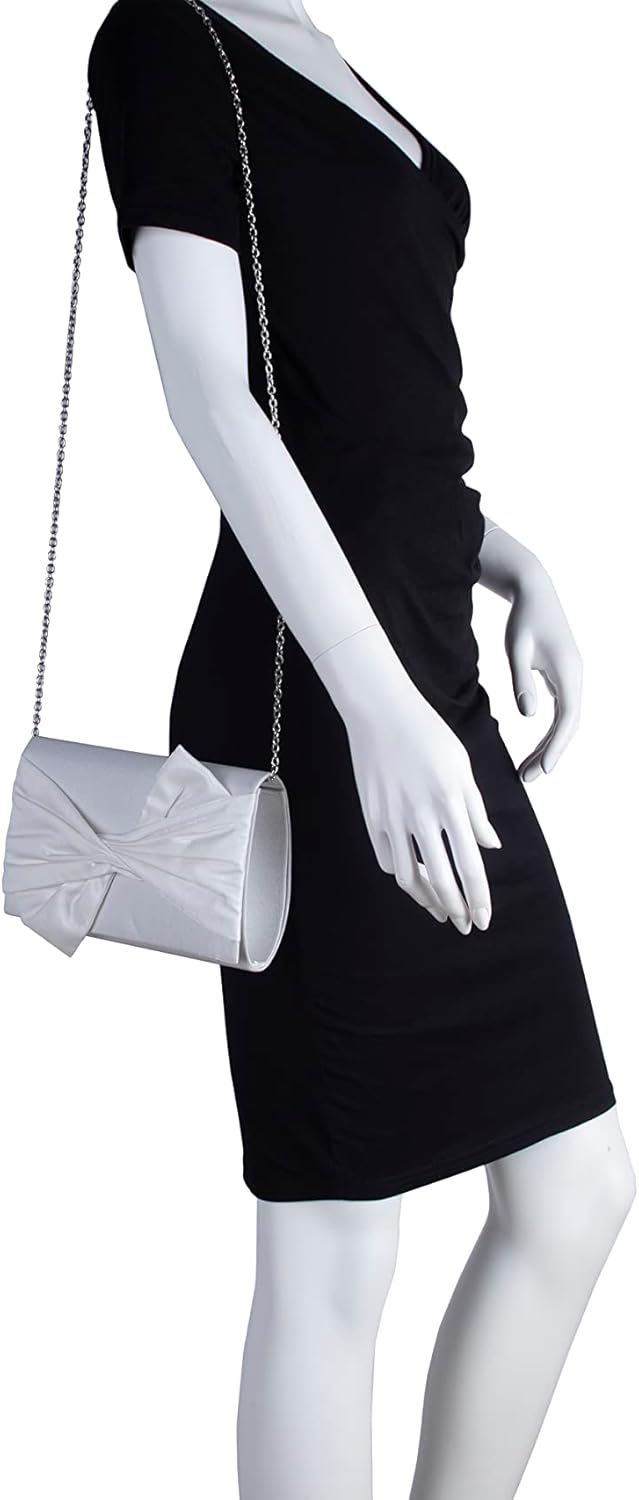 IXEBELLA Satin Abendtasche Schleife Klappe Clutch Geldbörse für Frauen Formale Party/Abschlussball/H