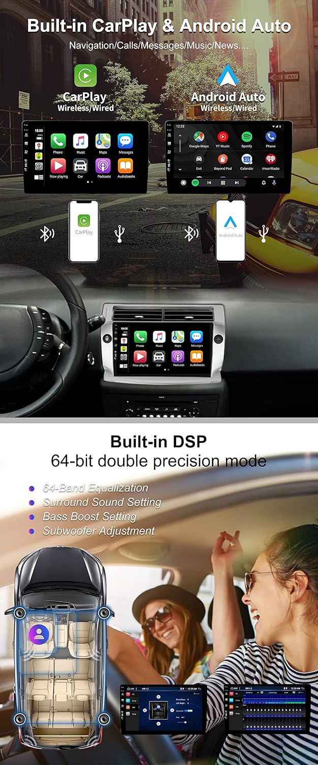 SXAUTO Autoradio Android 12 Passt für Citroen C4 / C-Quatre/C-Triomphe (2004-2012) - Built-in Carpla