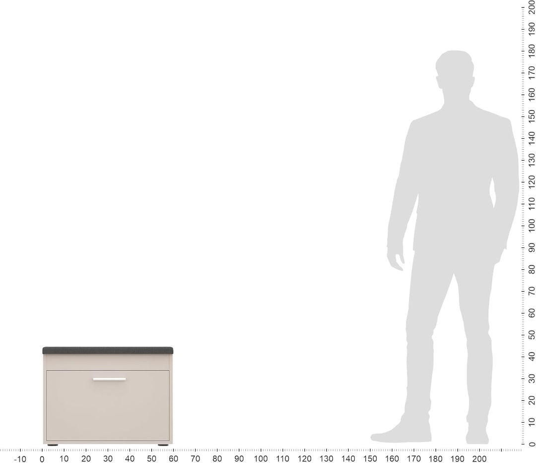 KOMTO Schuhbank mit Sitzfläche Cashmere – Schuhschrank mit Sitzbank, Schuhbank mit Klappe, Schuhrega