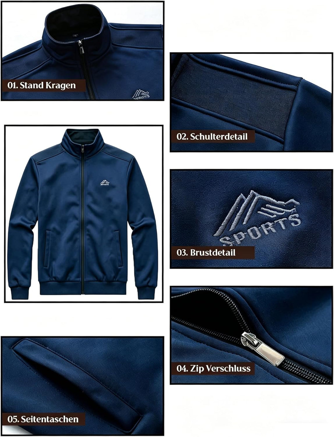 FTCayanz Trainingsanzug Herren Jogginganzug Langarm Reissverschluss Jogging Anzug Sweatshirt für Fre