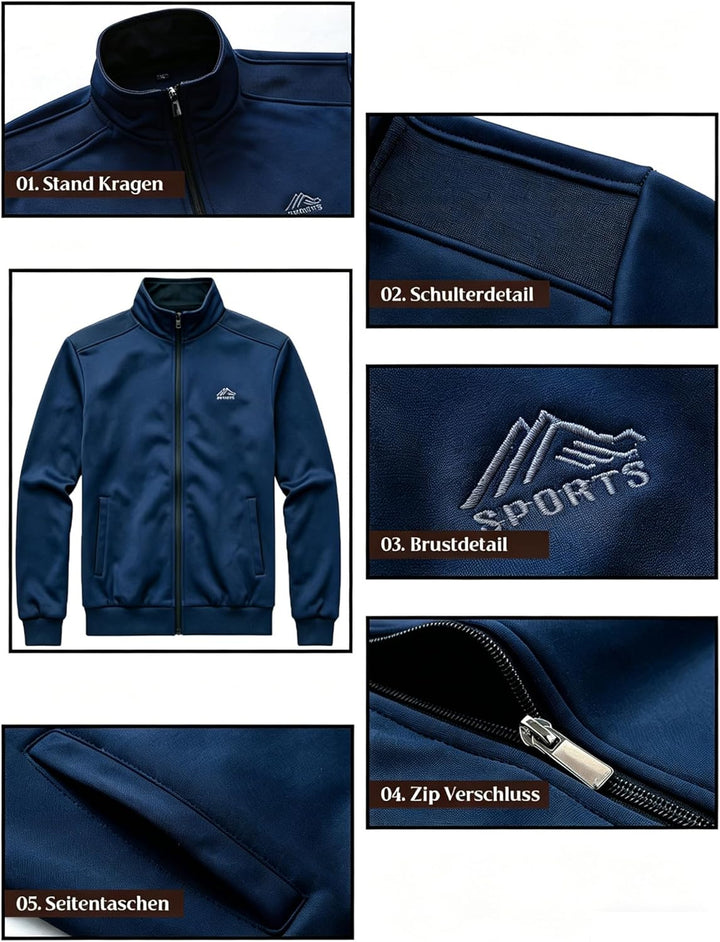 FTCayanz Trainingsanzug Herren Jogginganzug Langarm Reissverschluss Jogging Anzug Sweatshirt für Fre