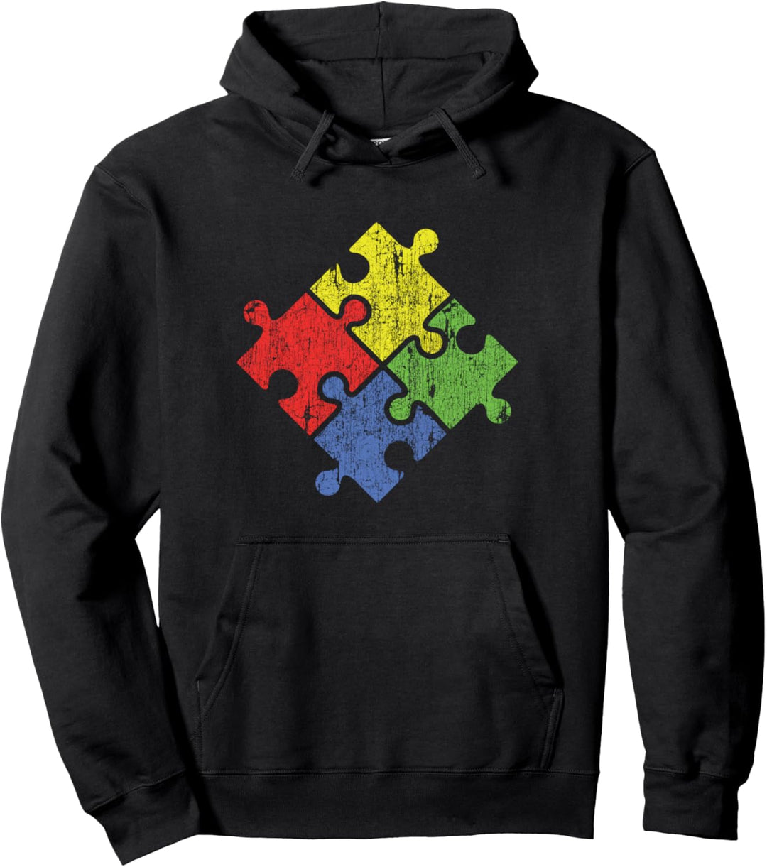Autismus Puzzleteile Vintage Used-Look Pullover Hoodie