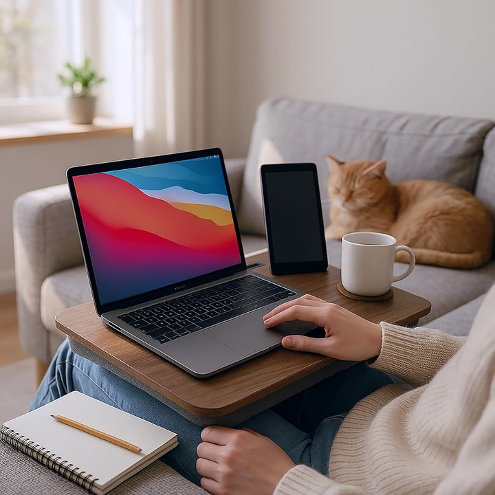 Relaxdays Laptopkissen mit Handyhalter, BxT: 46 x 35 cm, Laptopunterlage für Bett & Sofa, Laptop Kni
