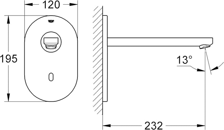 GROHE Eurosmart CE Infrarot-Elektronik für Waschtisch , Fertigmontageset 36334SD0, Grau