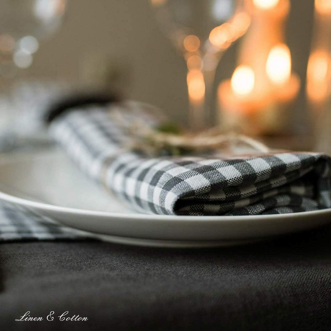 Linen &amp; Cotton Tischdecke Stoff Tischtuch Tischwäsche Hygge 100% Leinen, Grau (140 x 250 cm) Festlic