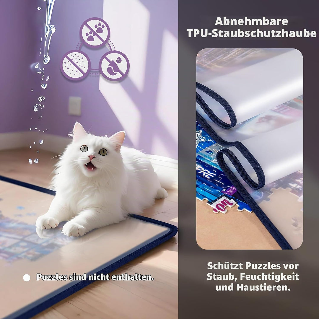 Tektalk faltbares Puzzle Board mit 6 Sortierschalen, tragbare Puzzlematte mit transparenter wasserdi