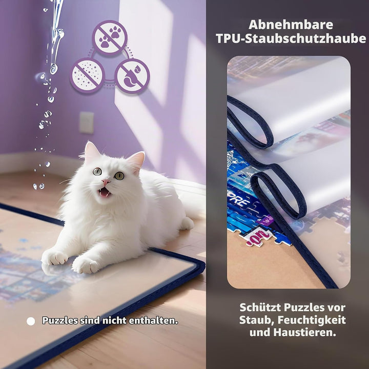Tektalk faltbares Puzzle Board mit 6 Sortierschalen, tragbare Puzzlematte mit transparenter wasserdi