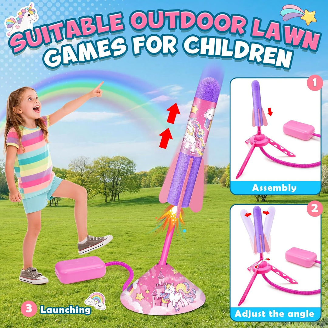 Anginne Raketen Spielzeug, Einhorn Geschenk Mädchen Outdoor Spielzeug ab 3 4 5 6 7 8 Jahre Outdoor S