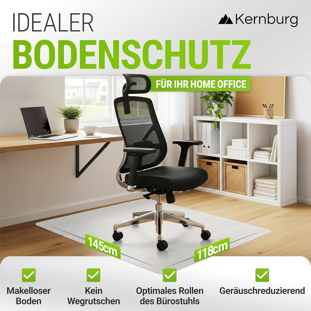 Bodenschutzmatte für Bürostühle – transparente Schreibtischstuhl-Unterlage für Laminat, Parkett & Fl