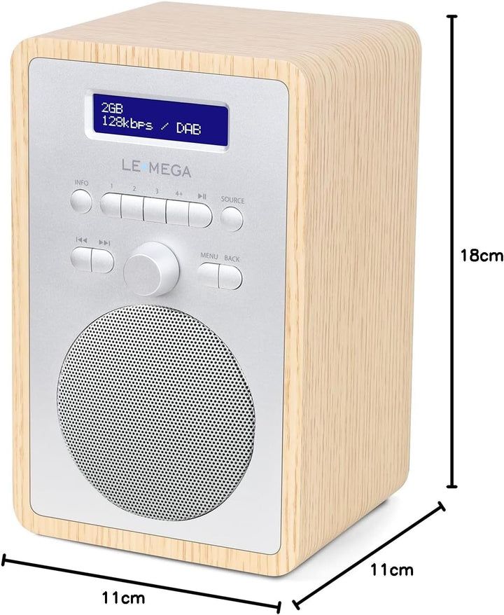 LEMEGA CR2+ DAB/DAB+ Digitalradio, FM-Digitalradio, kleines DAB-Radio, netzbetrieben, Dual-Wecker, K