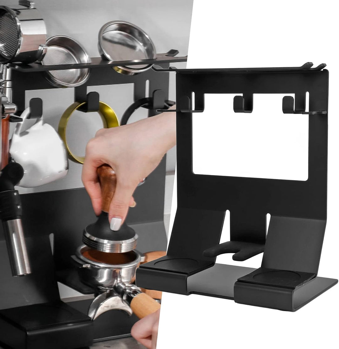 Tissting Barista Regal für Siebträger, 23 x 14 x 29 cm Eisen Kaffee Tamper Station Kaffeefilter Halt