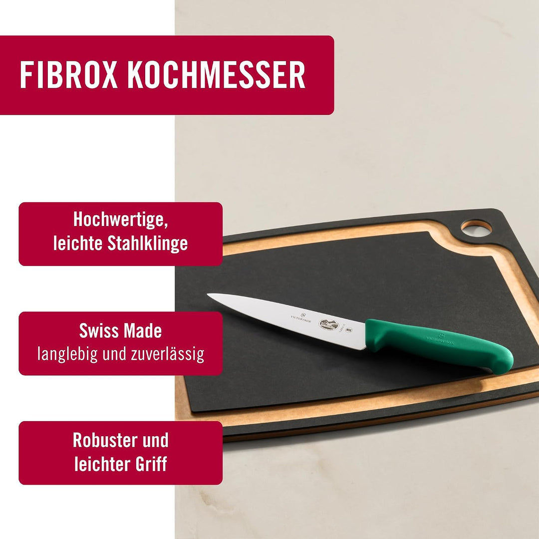 Victorinox Fibrox Kochmesser, Breites Universalmesser für Obst und Gemüse, 15 cm, Gerade Klinge, Sch