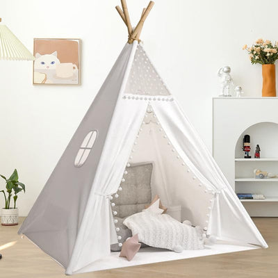 Camiraft Weiss Kinder Tipi Zelt,klassisches indisches Spielzelt für Kinder,Kinderzelte aus Polyester