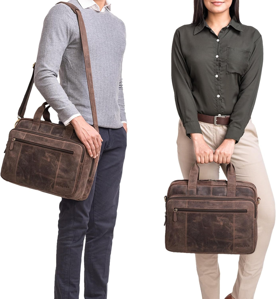 STILORD 'Experience' Vintage Lehrertasche Leder gross für Herren Damen XL Aktentasche Business Schul