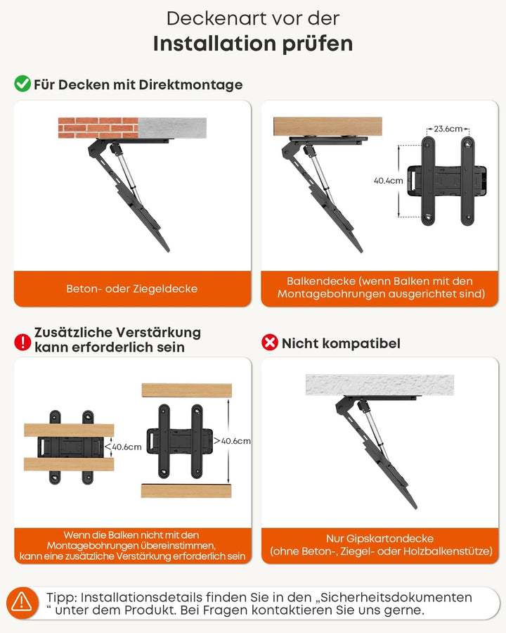 TV-Deckenhalterung Elektrisch für 37-86 Zoll - TV Halterung Decke Elektrisch Klappbar, Neigbar, Mit