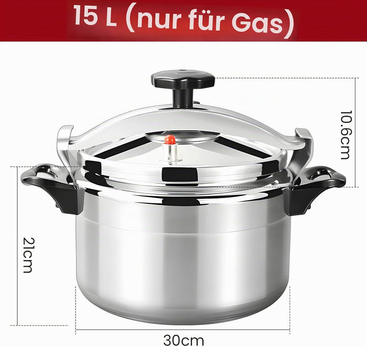 Professioneller Schnellkochtopf 3L/7L/9L/11L/15L, Aluminium mit sicherem Verriegelungsdeckelsystem,