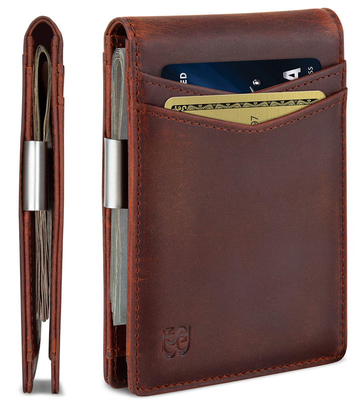 SERMAN Brands börse mit Klammer â€“ Herren-Geldbörsen, schmale Vordertasche, RFID-blockierender Kart