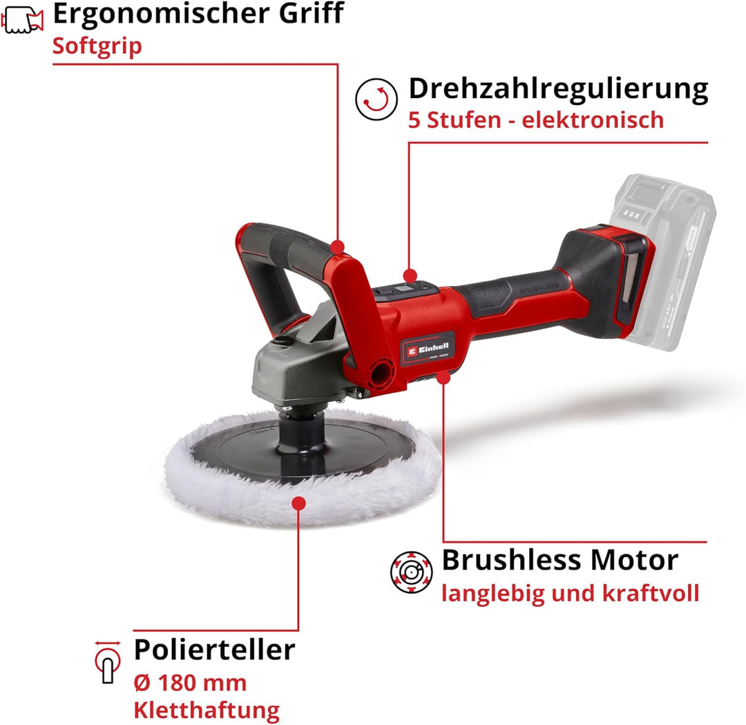Einhell Akku-Polier- / Schleifmaschine CE-CP 18/180 Li E-Solo Power X-Change (Lithium-Ionen, bürsten