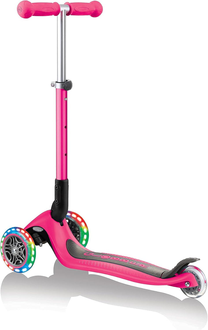 GLOBBER JUNIOR Foldable Lights – Tretroller, 120/80 mm, ABEC 5, 3-rädrig, LED-Leuchtrollen Einheitsg