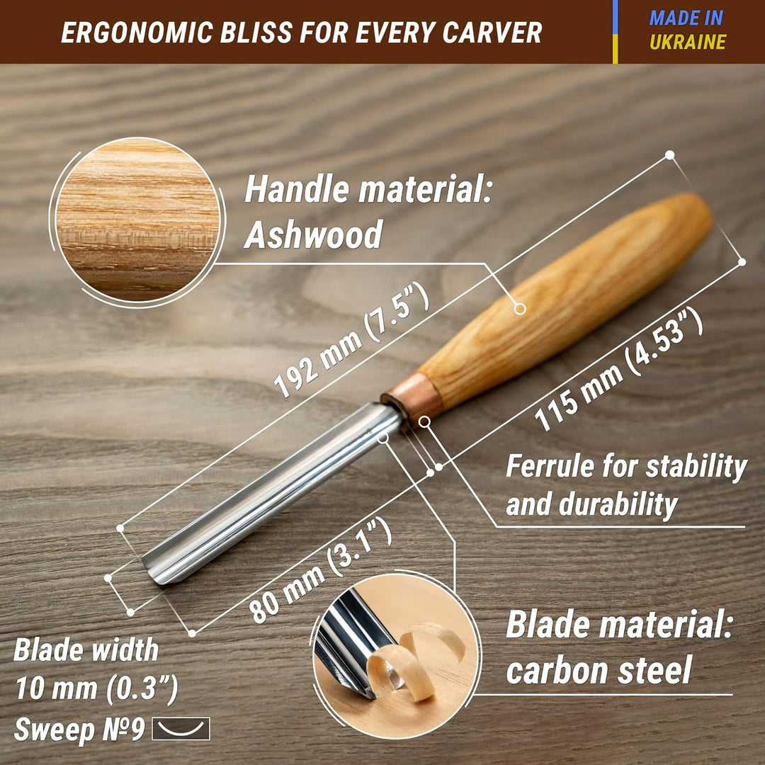 BeaverCraft Hohleisen zum Holzschnitzen K9/10 Holzschnitzerei kompakter Meissel Holzschnitzmesser fü