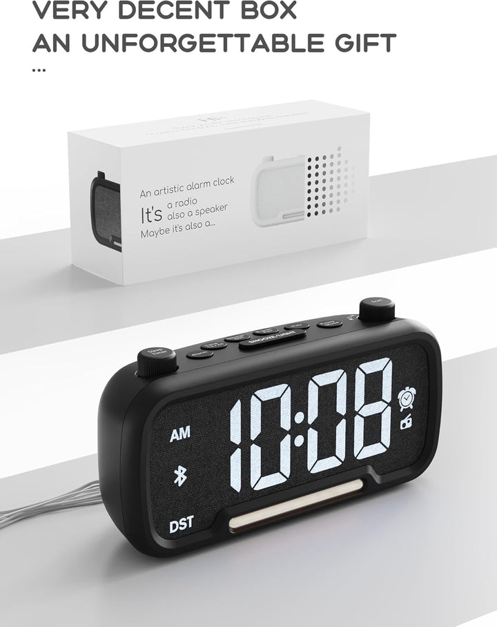 Radiowecker mit Bluetooth-Lautsprecher, Digitaler Wecker mit Typ-C Ladeanschluss, Nachtlicht, Snooze