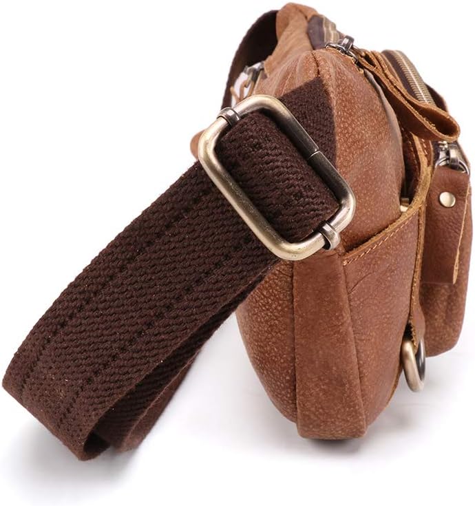 BAIGIO Gürteltasche Leder Herren Hüfttasche Vintage Retro Bauchtasche für Reise Alltagsleben (Braun)