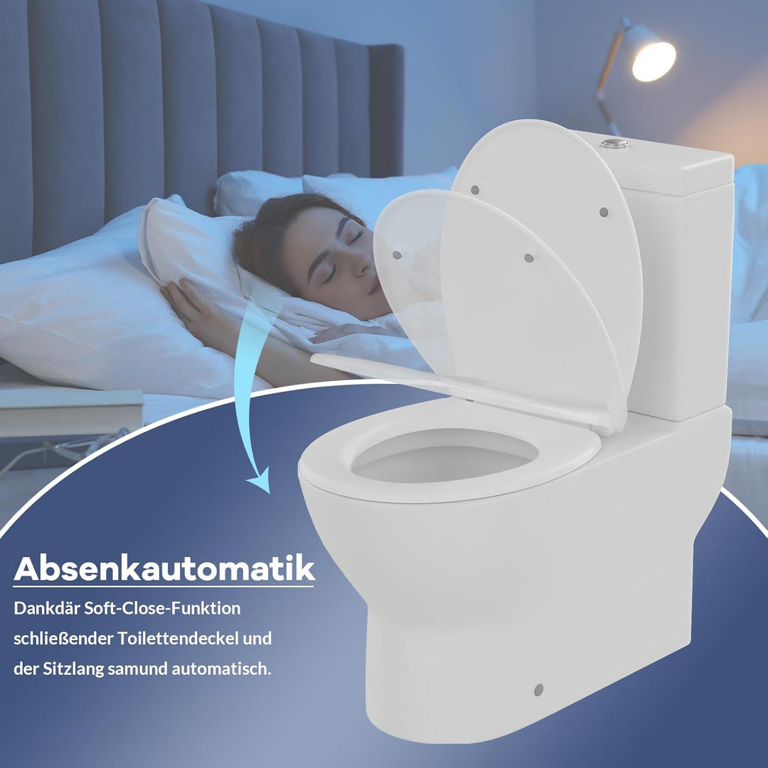 IDEALHOUSE Toilettendeckel mit Absenkautomatik, WC Sitz einfache Montage, Klodeckel Mit Quick-Releas