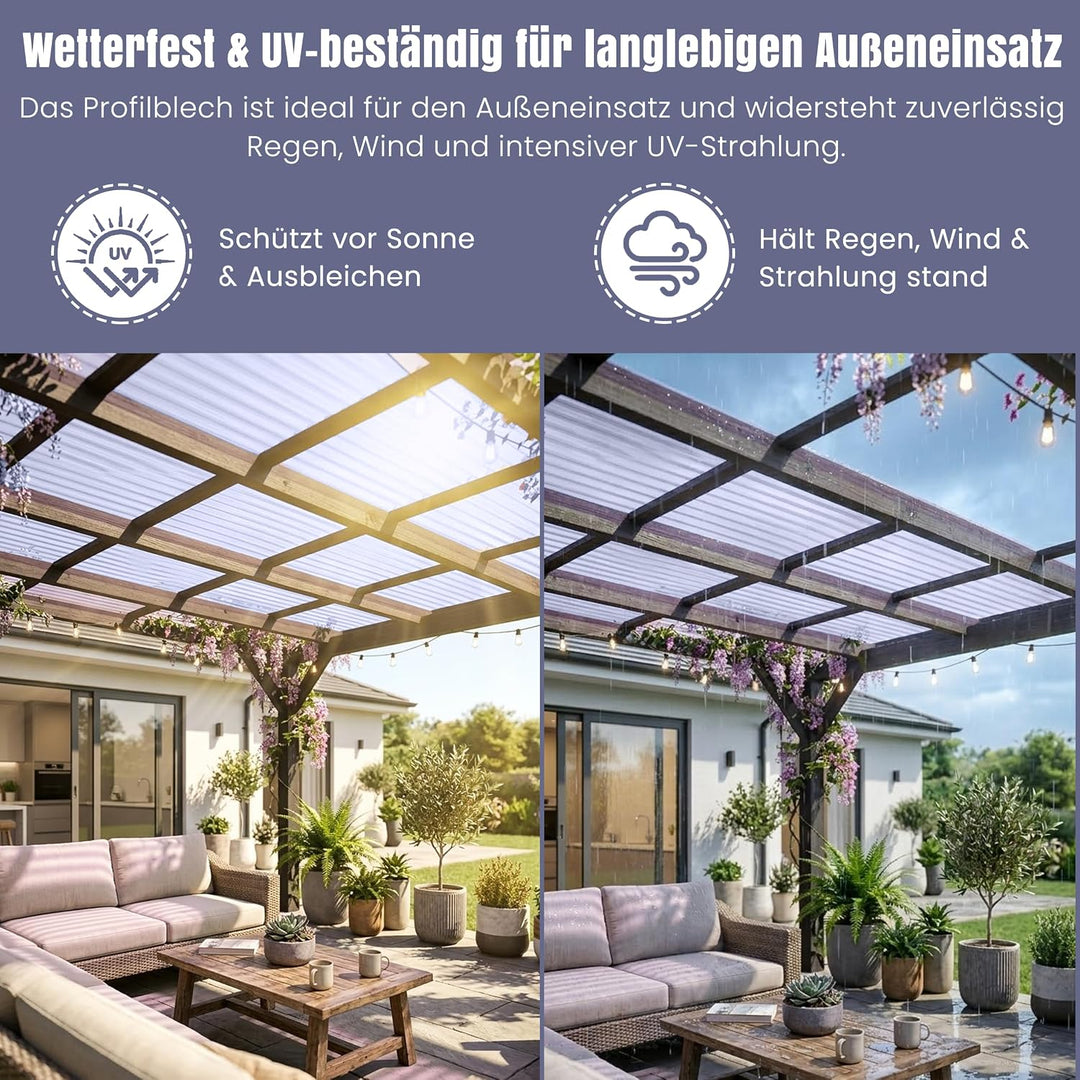 LP Projekt Wellplatten | Robuste &amp; wetterfest Wellplatten Dach Kunststoff für Garten &amp; Terrasse | St