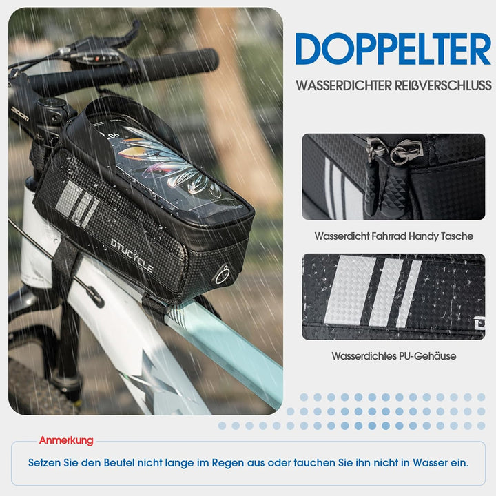 Fahrrad Rahmentasche Wasserdicht Universell für Handy 7zoll, Carbonfaser Lenkertasche Klein für ebik
