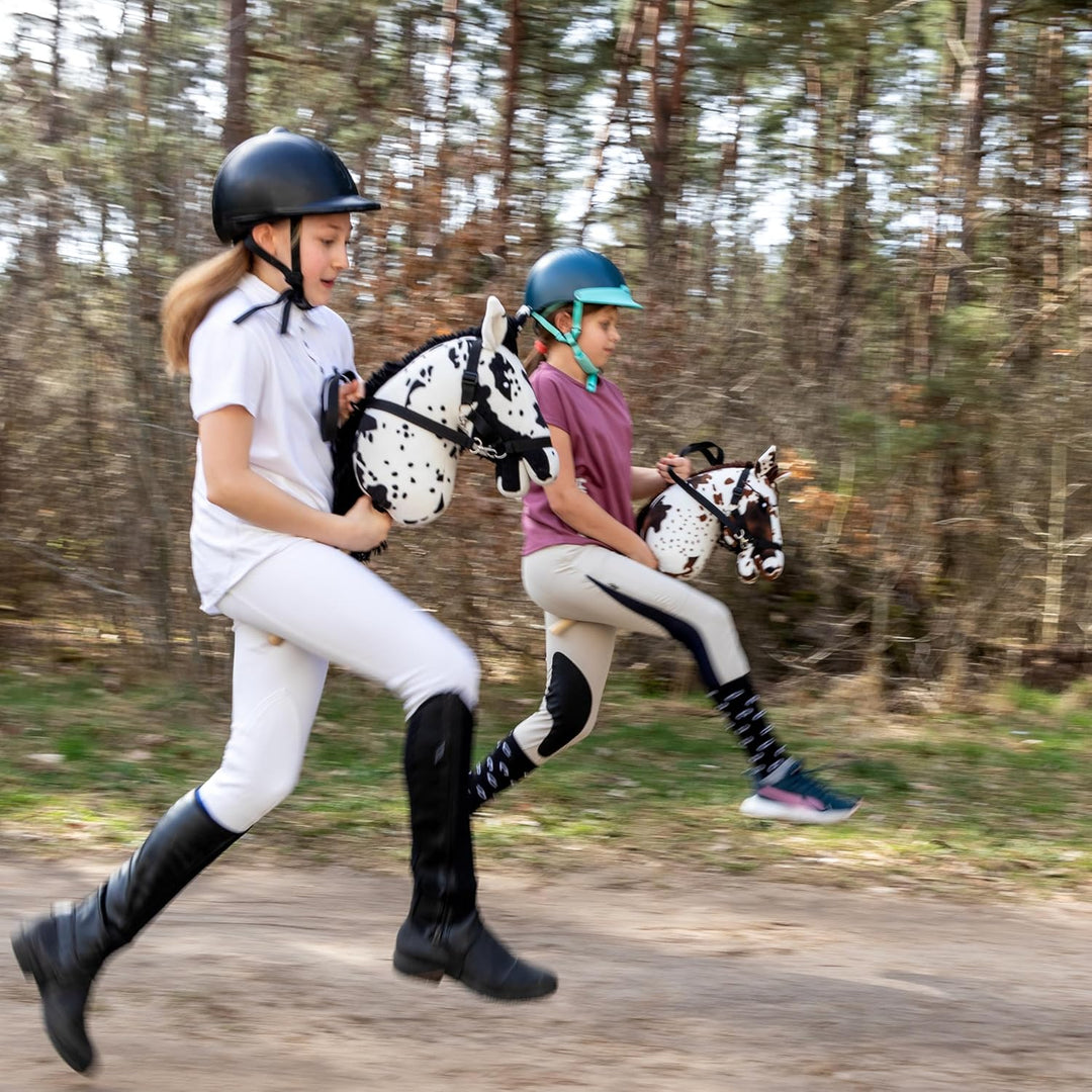 SKIPPI Hobby Horse Braunschecke, Steckenpferd mit Halfter und Zügeln im Set, Schecke Hobby Horsing P