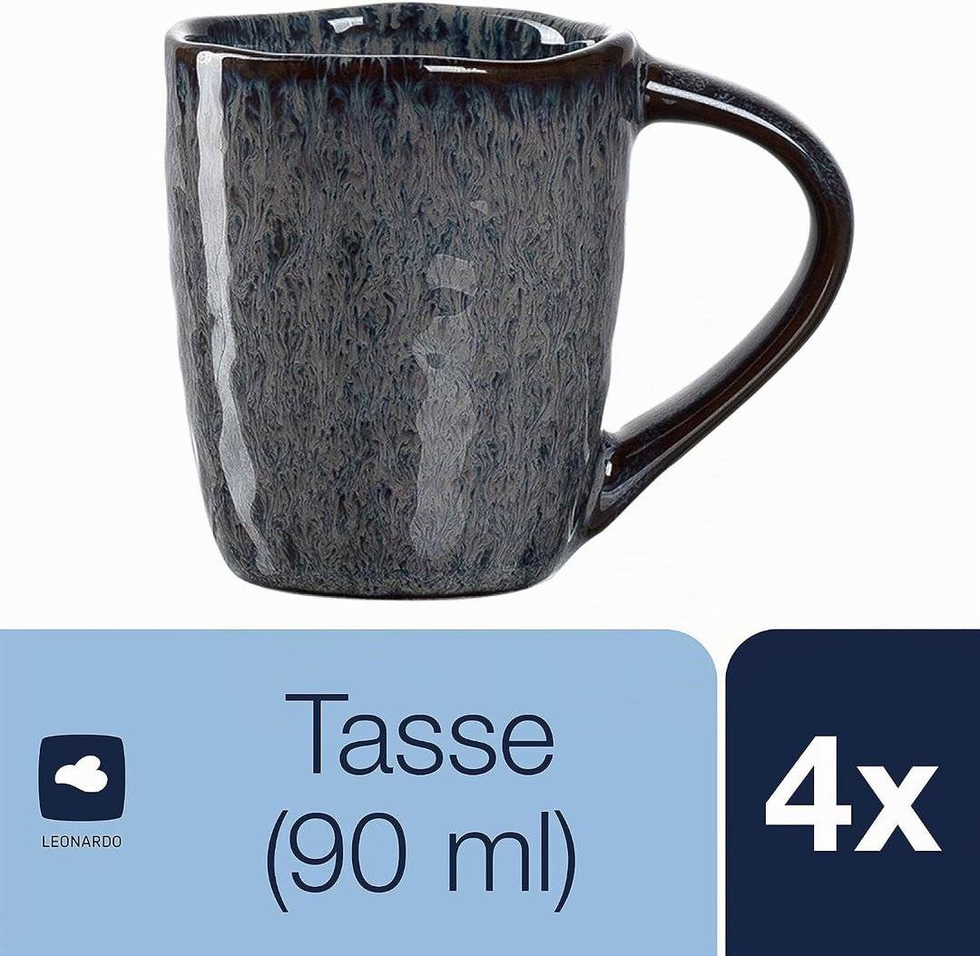 LEONARDO HOME 018594 MATERA Espressotasse 90 ml anthrazit 4er-Set, Keramik Anthrazit Espressotassen,