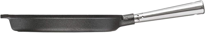 Grillpfanne 28 cm. Edelstahlgriff. Auf allen Herdarten, Ofen, Grill & offenem Feuer einsetzbar