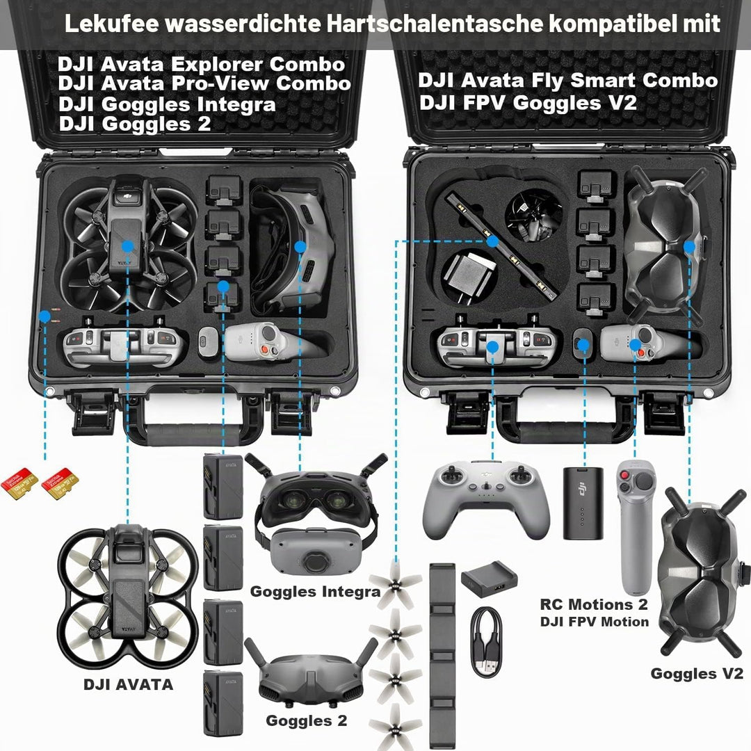 LEKUFEE wasserdichte Hartschalenkoffer für DJI Avata Explorer Combo(Goggles Integra)/ DJI Avata Pro