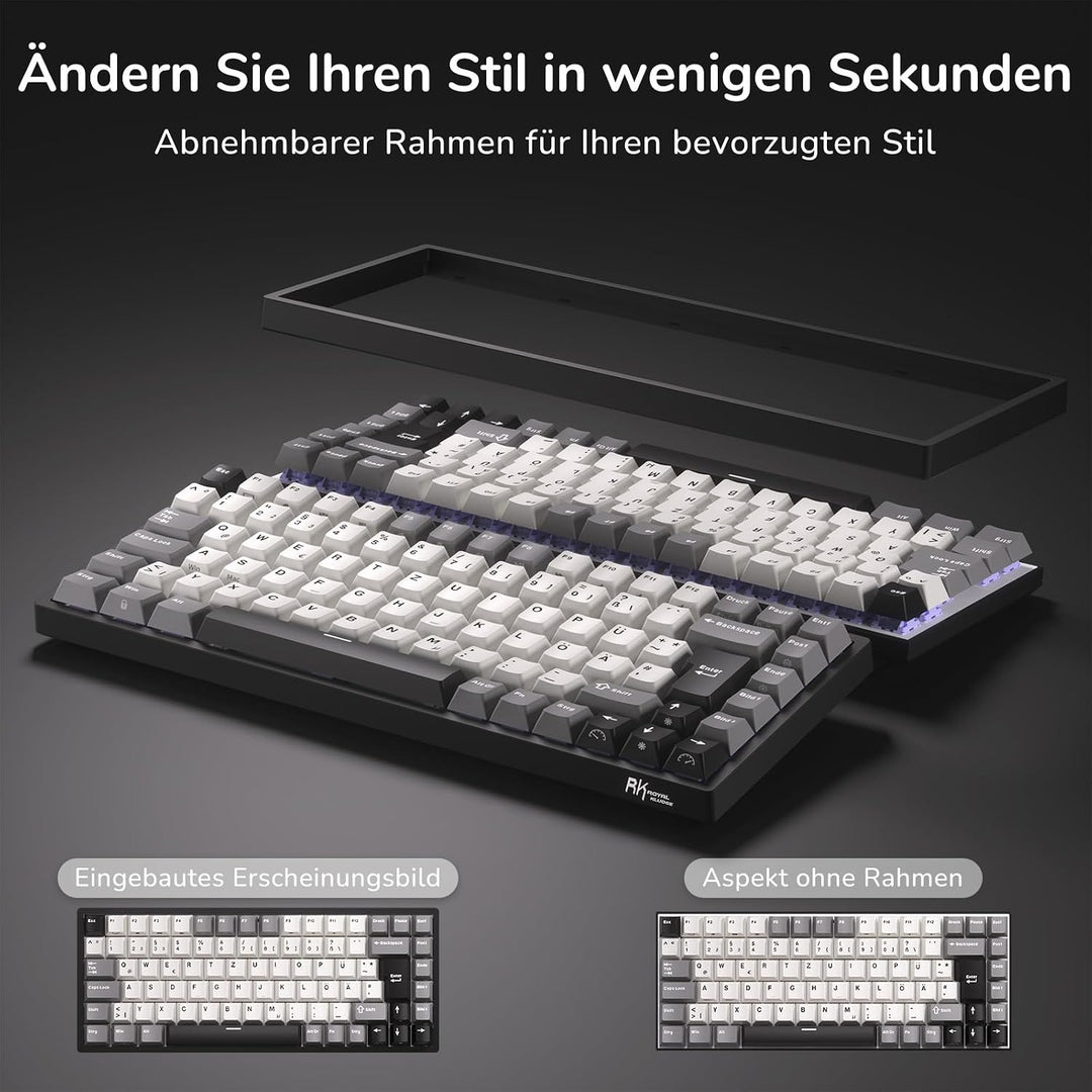 RK ROYAL KLUDGE RK84-DE Kabelgebundene 75% TKL RGB Hot Swapable Mechanische Gaming-Tastatur,Deutsche