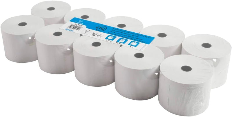 Exacompta 40340E 10er Pack Thermopapierrollen 1-lagig, Breite: 57mm, Länge 76m, Durchmesser Kern: 12