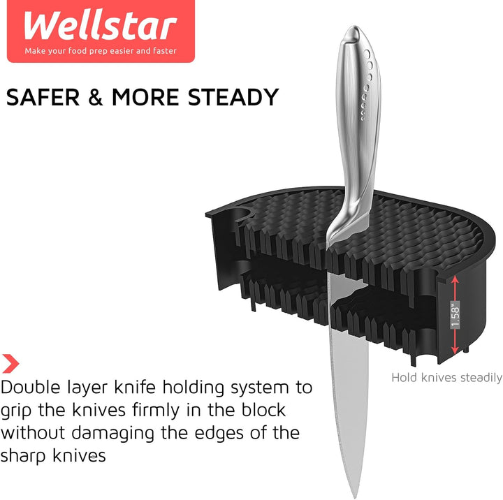 WELLSTAR Messerblock ohne Messer, Unbestückt Universal Messerblock,Messerhalter Platzsparender,Plast