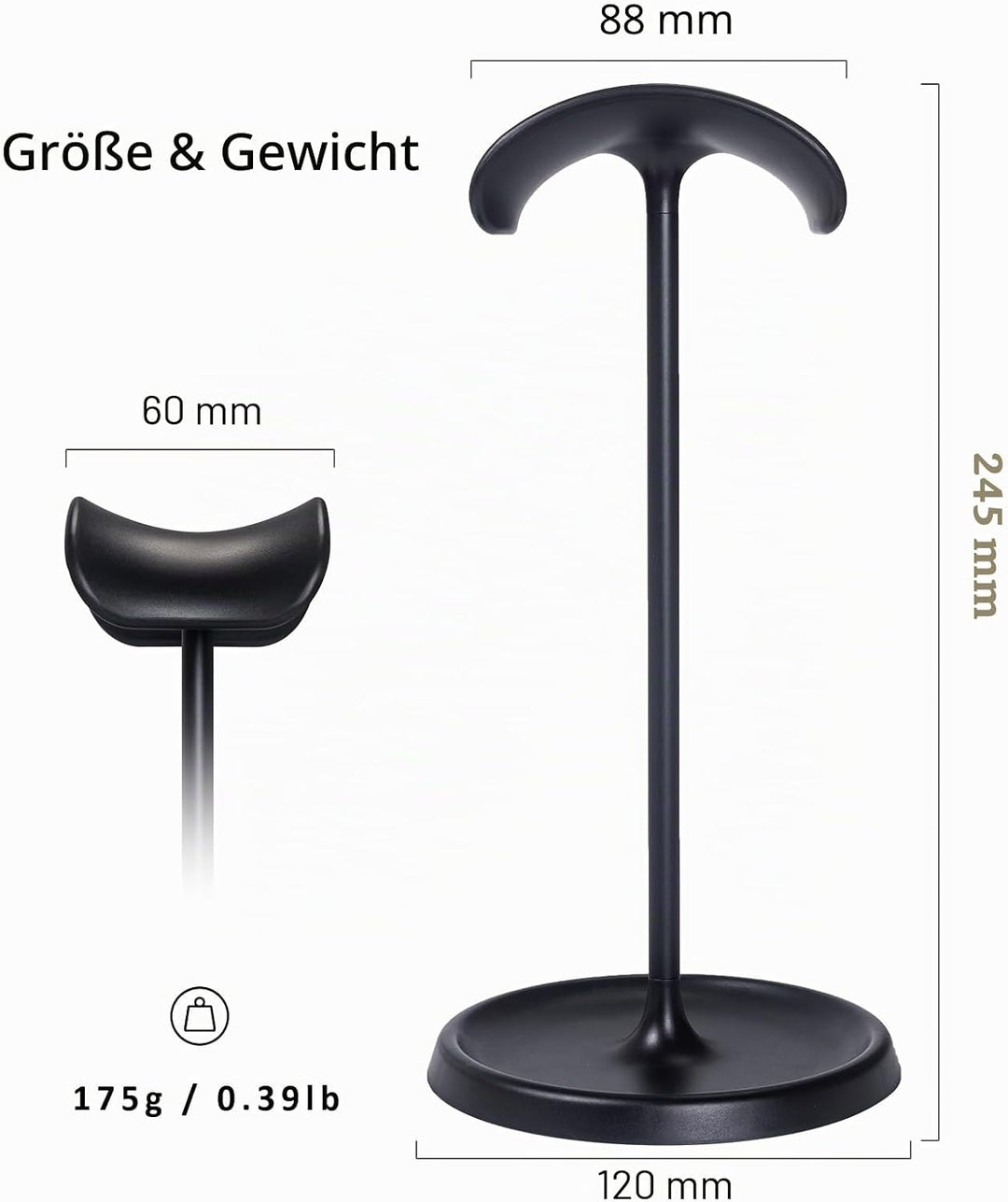 Kopfhörer Ständer, Gebogener Headset Halterung mit Ablagefach, Schwere Basis Gaming Kopfhörer Halter