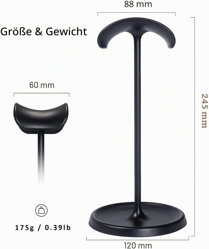 Kopfhörer Ständer, Gebogener Headset Halterung mit Ablagefach, Schwere Basis Gaming Kopfhörer Halter