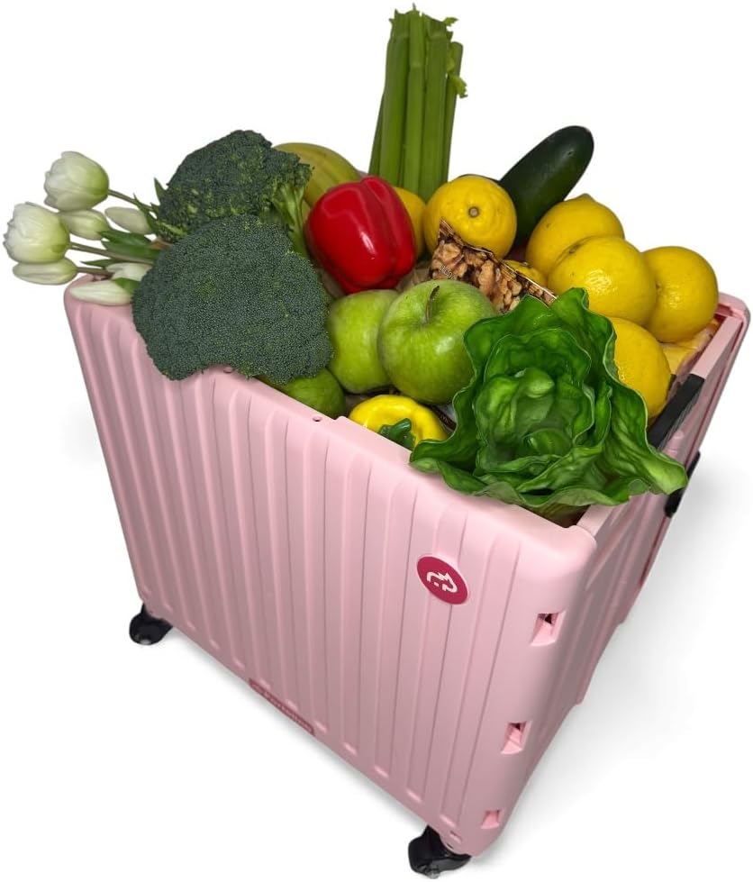Stilvoller Faltbarer Einkaufstrolley, 50 l, leicht zu reinigen (Rosa), Rosa