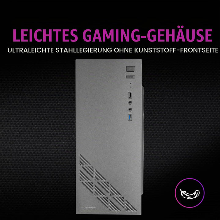 Mars Gaming MC100, ATX Gaming Gehäuse, 9 cm FRGB Lüfter, Convect-Cool Belüftung, SchwarzMars Gaming