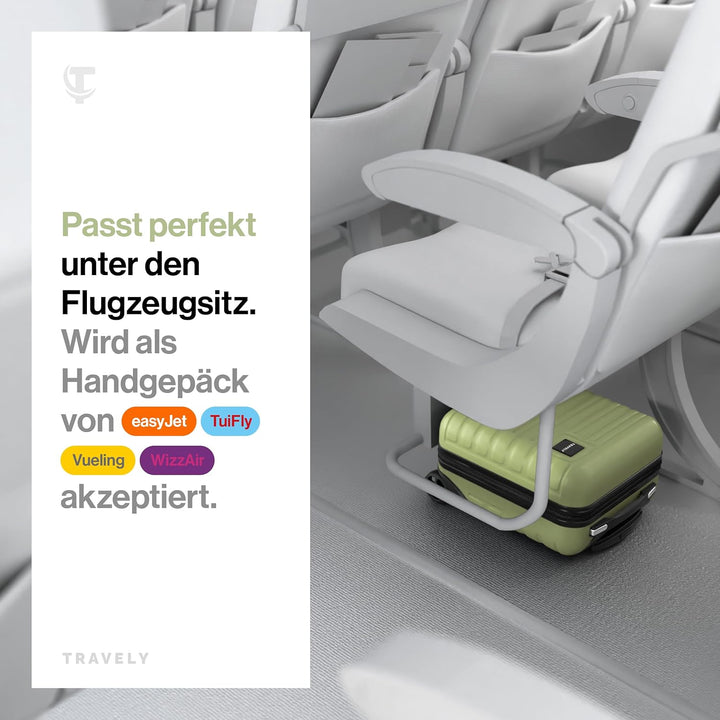 Travely Premium Handgepäck Koffer 40x30x20cm - passend für Ryanair, Lufthansa, Eurowings und co. I 2